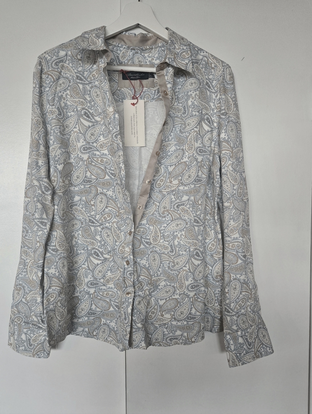 Bariloche Brand Paisley Button-Up Shirt in Light Blue & Cream Size 6